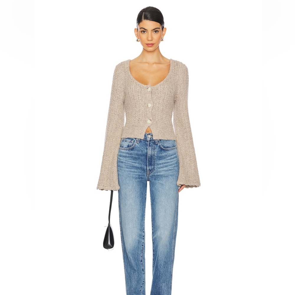 Nation LTD Beige Button-Front Ribbed Cardigan - Picture 2 of 4